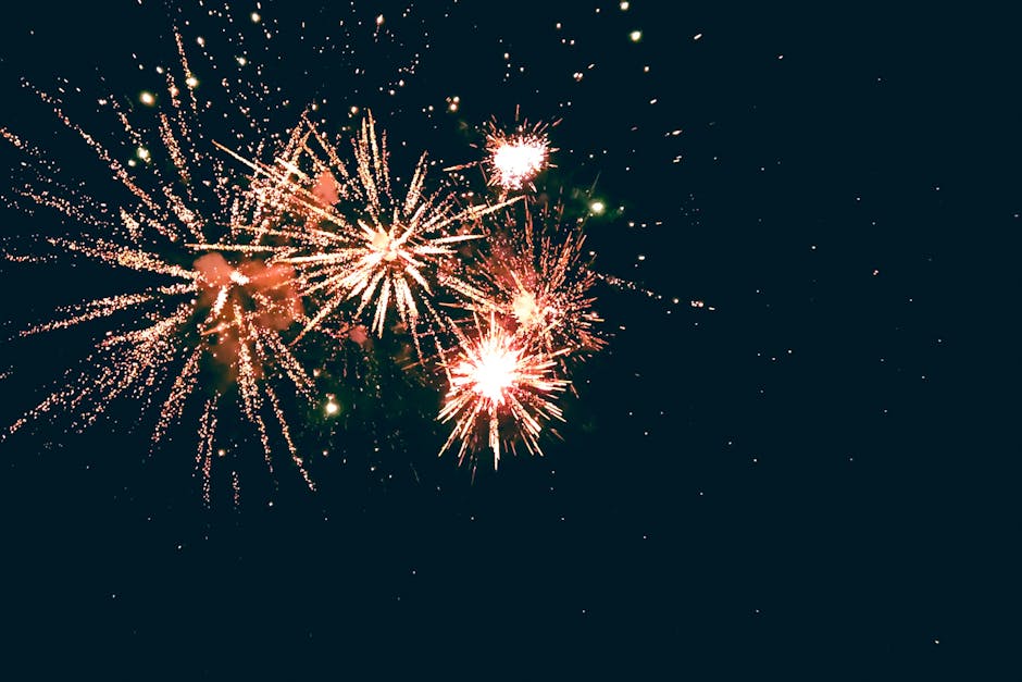 Dazzling fireworks illuminating the night, representing festive celebration and joy.
